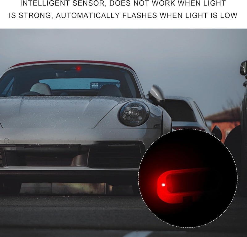 NYTKL 2PCS Car Solar Power Simulated Dummy Alarm, Anti-Theft Car Warning Light Fake Lamp with Light Sensor, Automotive Interior LED Flashing Security Lights with USB Charger Port (Red) - Image 3